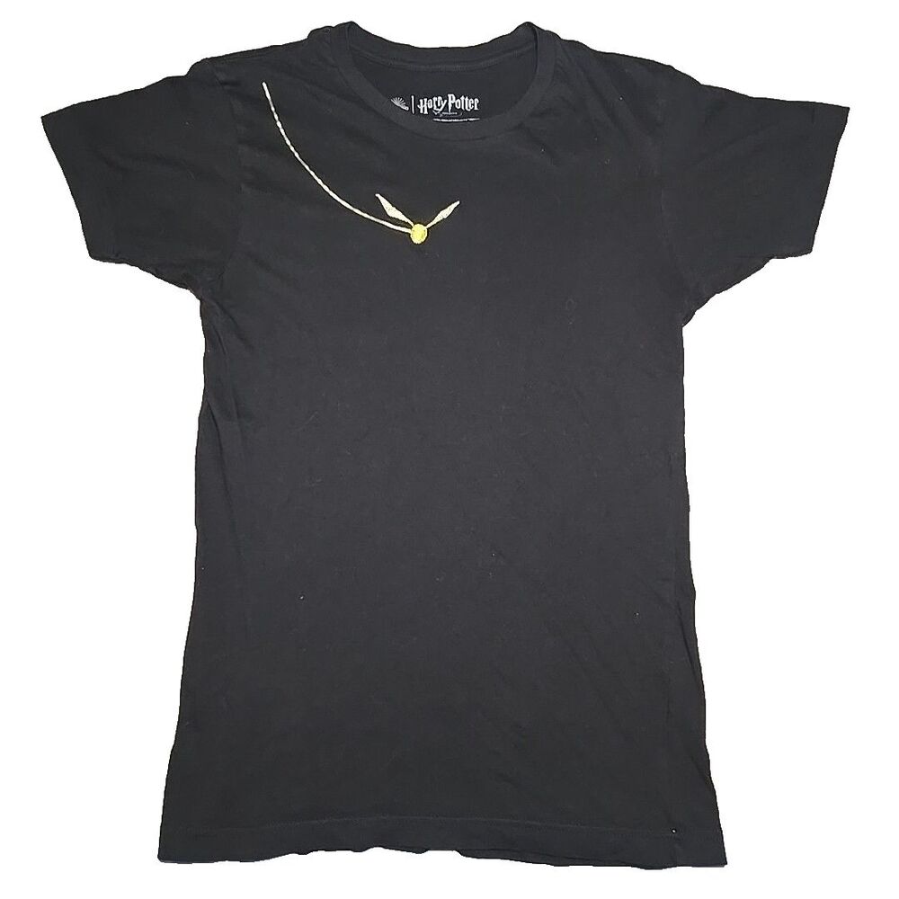 Harry Potter The Exhibition Golden Snitch Quidditch Black Women's Small T-Shirt